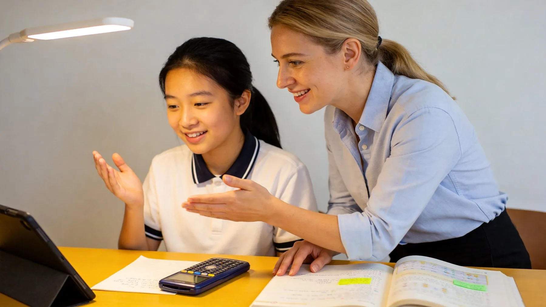 A human tutor supporting a student's confidence and communication skills